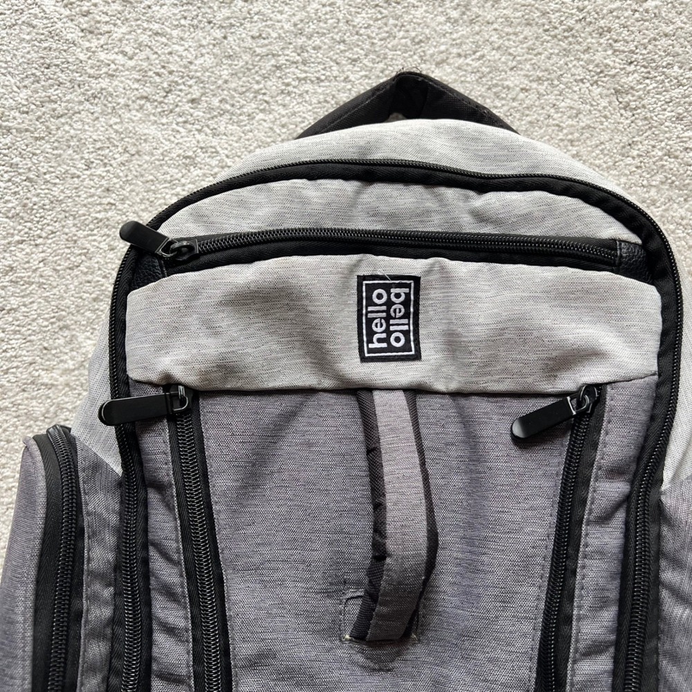 Hello Bello Backpack Diaper Bag Gray Multiple Compartments Travel - Picture 3 of 14